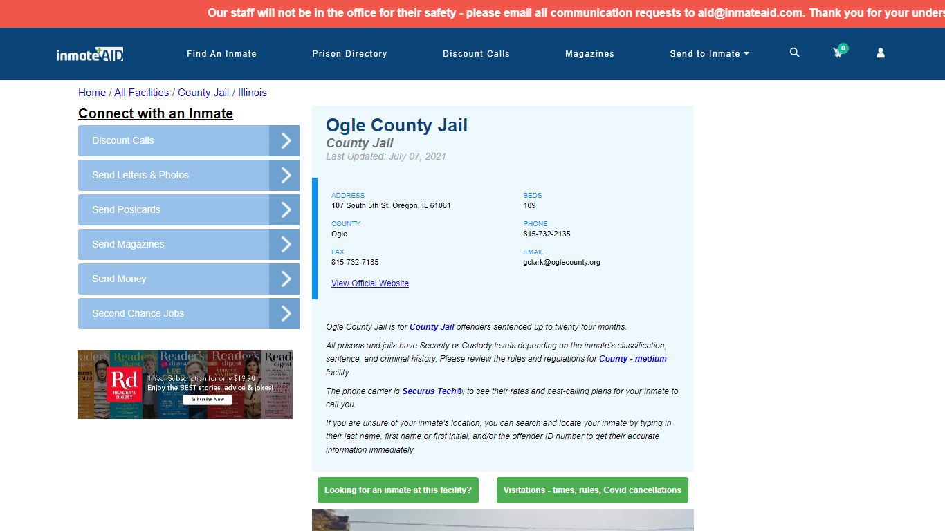 Ogle County Jail - Inmate Locator - Oregon, IL